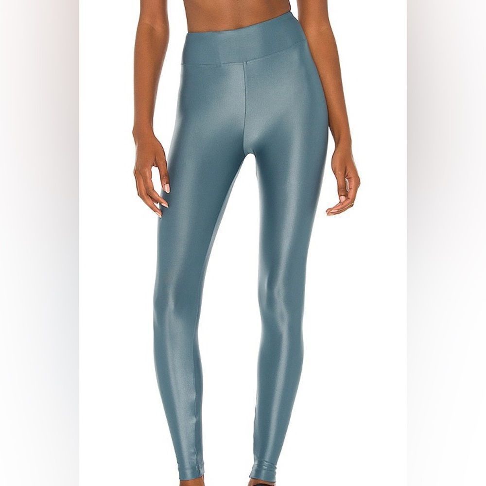 KORAL LUSTROUS INFINITY HIGH RISE METALLIC LEGGINGS IN TEAL LIQUID LEGGINGS BNWT - Picture 8 of 14